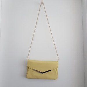 Forever/Ever New Pastel Yellow Clutch Bag with Chain